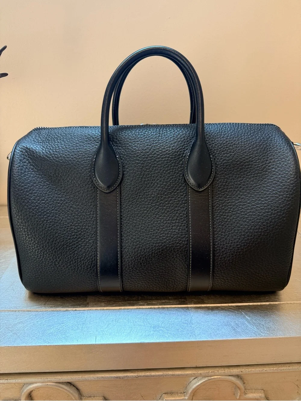 Coach Black Pebbled Leather Weekender Duffel